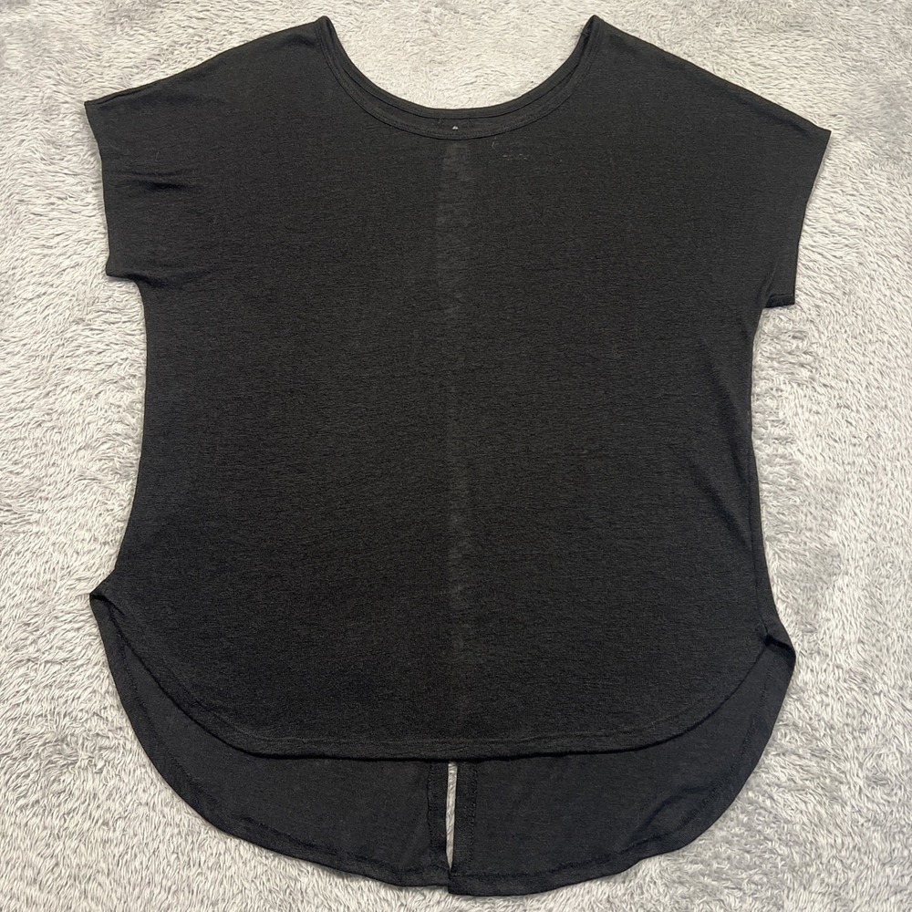 Lane Bryant Blouse Top Linen Blend Black Key Hole Split Back Women's 14/16‎